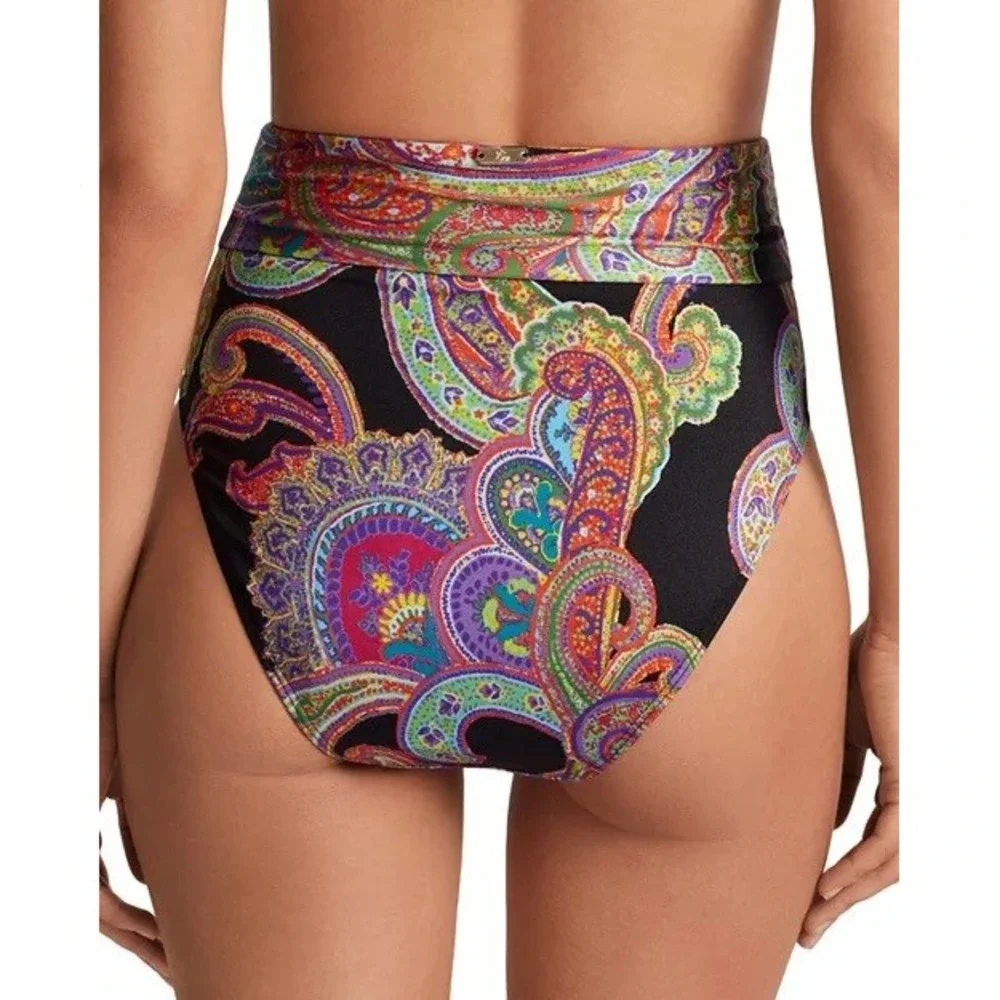 Lauren Ralph Lauren Womens Paisley-Print High-Waist Bikini Bottoms Sz 10 $80 NWT